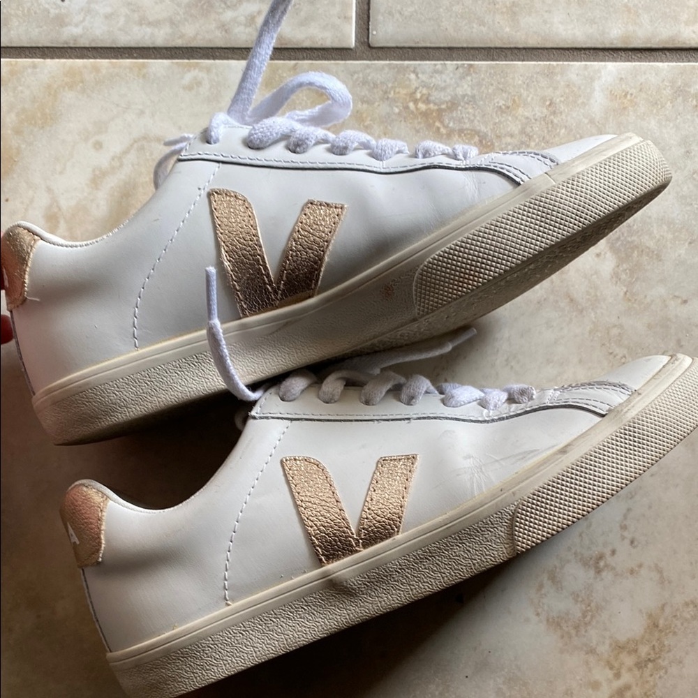 Veja Women's White and Tan Sneakers